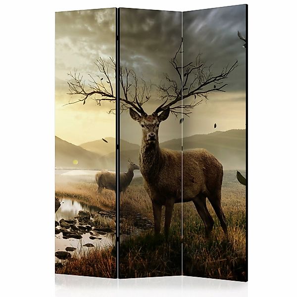 3-teiliges Paravent - Deers By Mountain Stream [room Dividers] günstig online kaufen