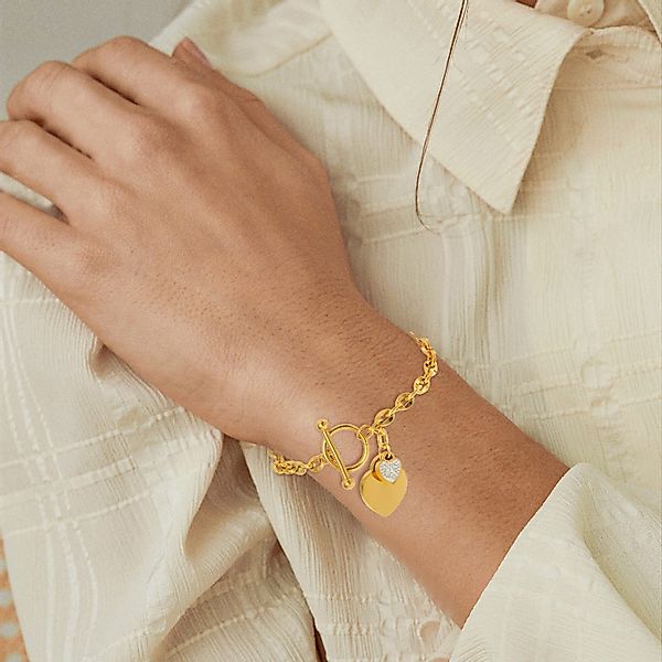 KARMA Edelstahlarmband Armband Charms Herzen Zirkonia günstig online kaufen