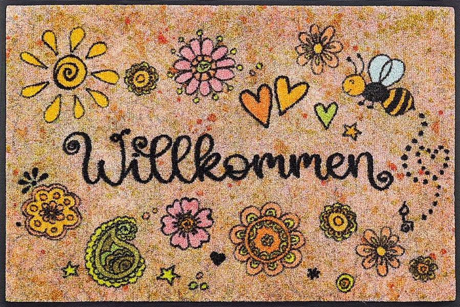 wash+dry by Kleen-Tex Fußmatte Bring Glück herein, rechteckig, Höhe: 7 mm günstig online kaufen