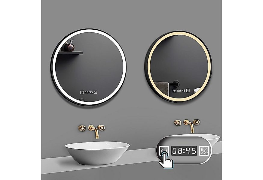 duschspa Badspiegel Runder Spiegel mit Schwarz Rahmen 60/70/80cm Badezimmer günstig online kaufen