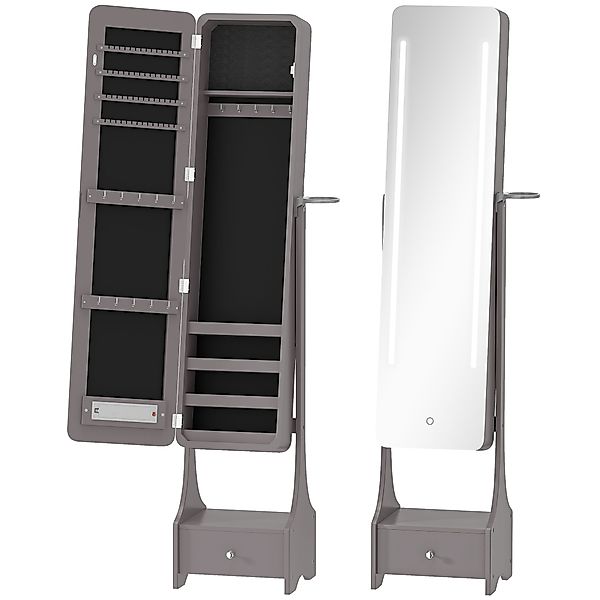 HOMCOM Schmuckschrank mit LED-Beleuchtung, Schmuckschrank mit Ganzkörperspi günstig online kaufen