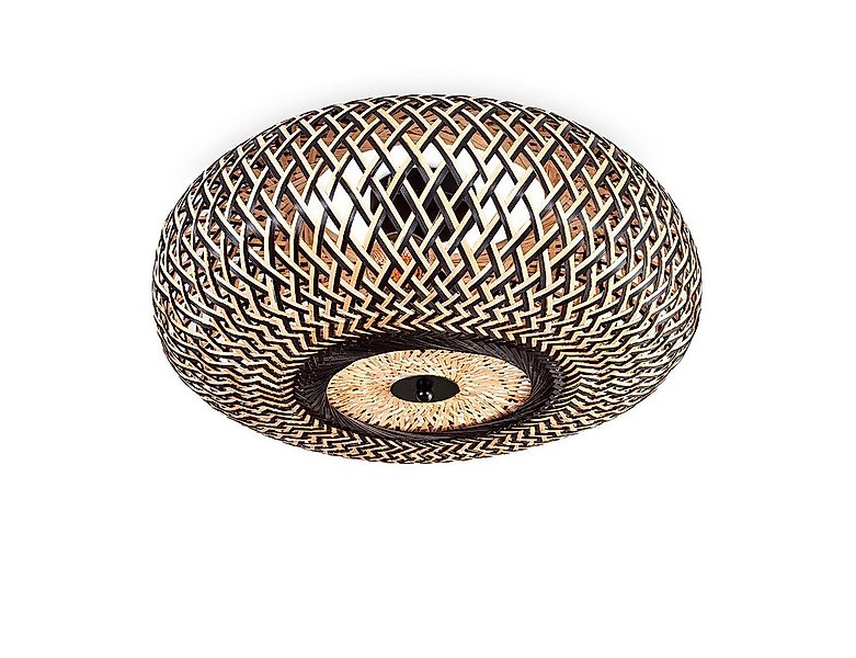 hofstein Deckenleuchte Deckenlampe aus Metall/Bambus in Schwarz/Natur, ohne günstig online kaufen
