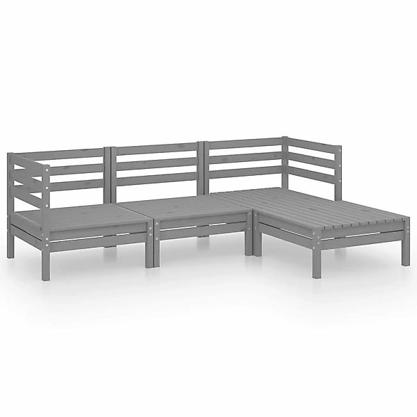 4-tlg. Garten-lounge-set Massivholz Kiefer Grau günstig online kaufen