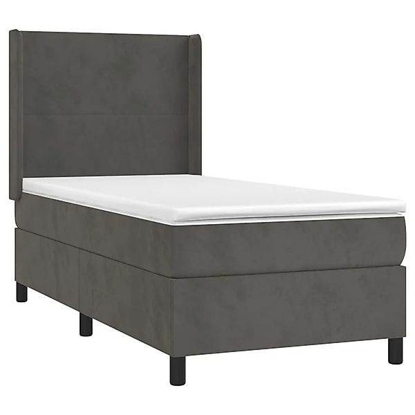 vidaXL Boxspringbett mit Matratze Dunkelgrau 90x190 cm Samt 3132532 günstig online kaufen