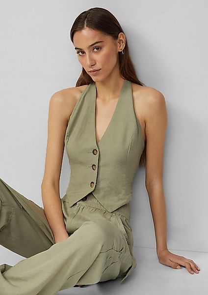 QS Funktionsweste Bluse Neckholder-Weste aus Leinenmix günstig online kaufen