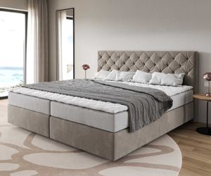 DELIFE Boxspringbett Dream-Great, Mikrofaser Beige 200x200 günstig online kaufen