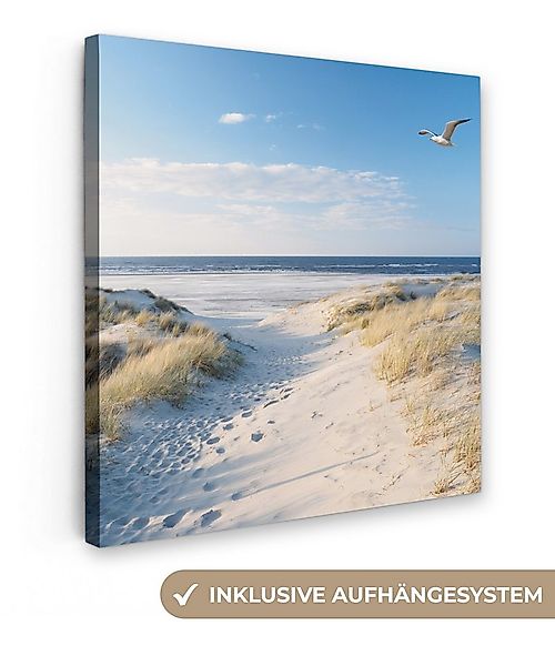 OneMillionCanvasses® Leinwandbild Düne - Möwe - Strand - Meer - Sonne, Foto günstig online kaufen