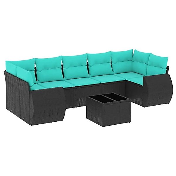 vidaXL 8-Tlg Gartensofa-Set mit Kissen Schwarz Polyrattan 3221136 günstig online kaufen