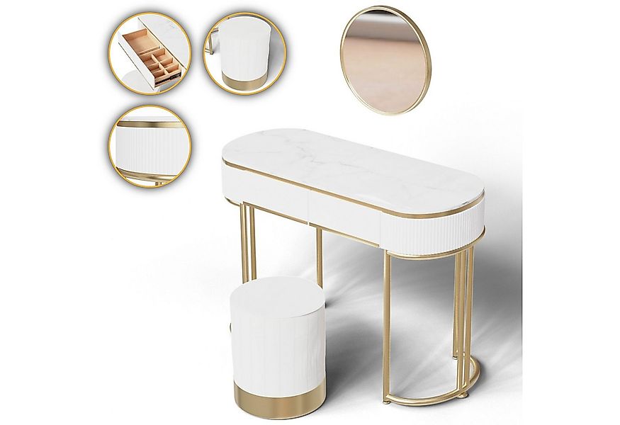 Makika Schminktisch LENA aus Holz mit Sitzhocker und Spiegel günstig online kaufen