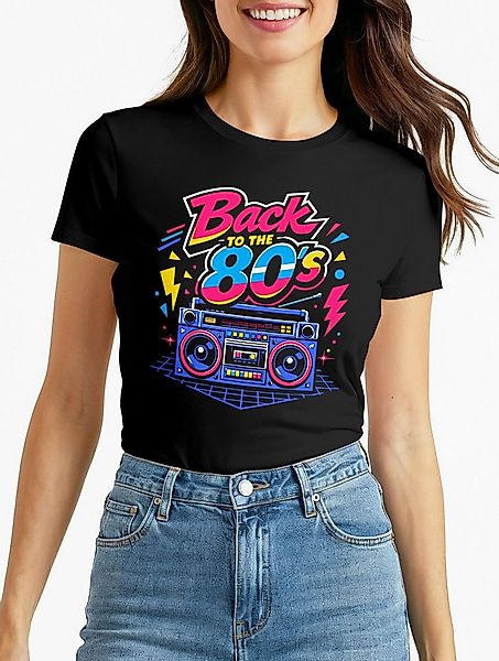MoonWorks Print-Shirt Damen T-Shirt - Back tu the 80s - Retro Design Faschi günstig online kaufen