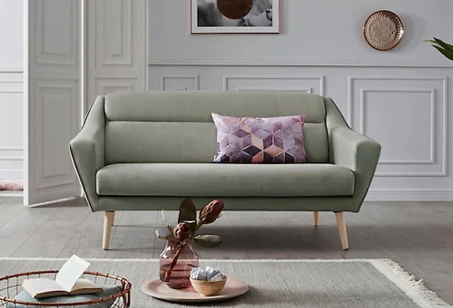 andas 2-Sitzer "Bille" mit Naht im Rückenkissen und Eiche-Beinen, Design by günstig online kaufen