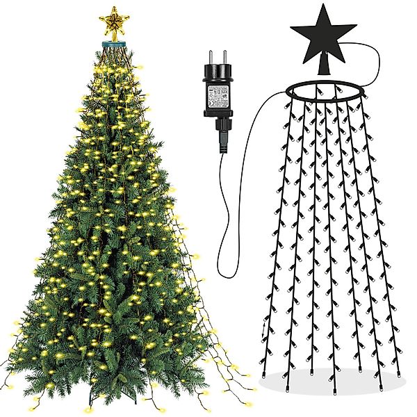 Rosnek LED-Lichtervorhang 31V, 16 Stränge, Stern-Topper, günstig online kaufen