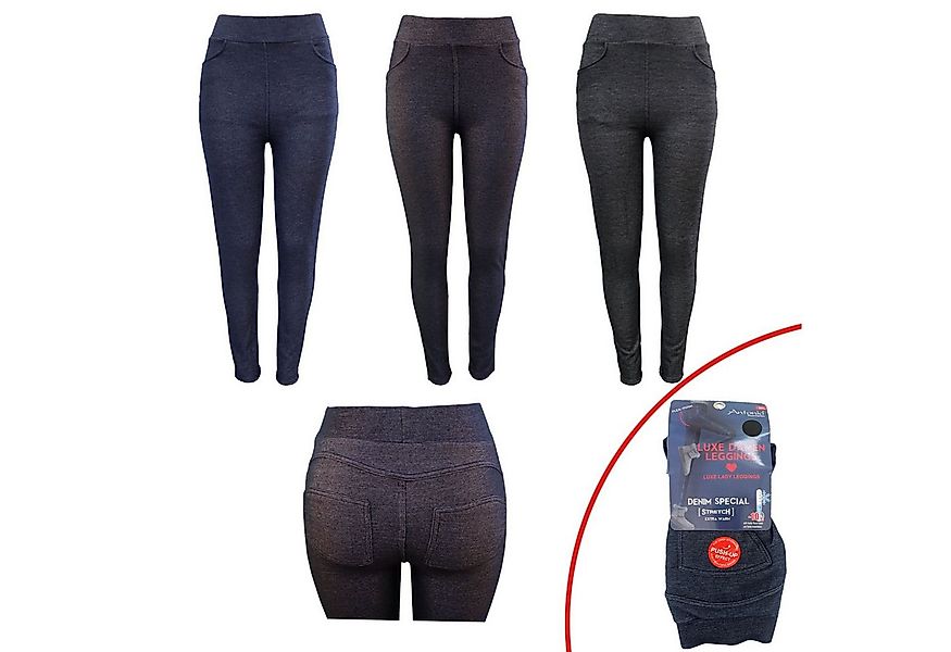 VewoTex Jeggings Damen Winter Leggings » Dunkle Jeans Optik » mit Push-Up E günstig online kaufen
