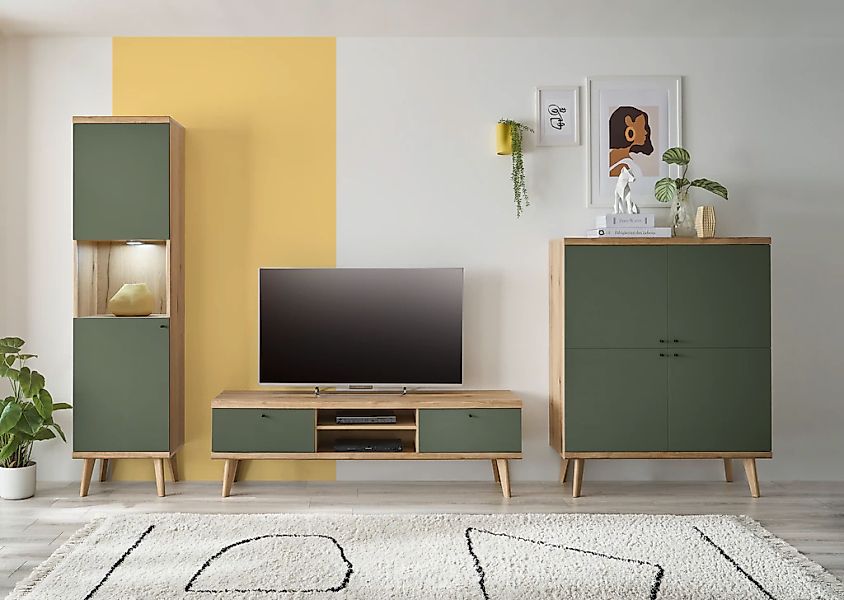 INOSIGN Wohnwand "MAVAS" Set, 3 Stk. tlg. in moderner Trendfarbe, Griffe au günstig online kaufen