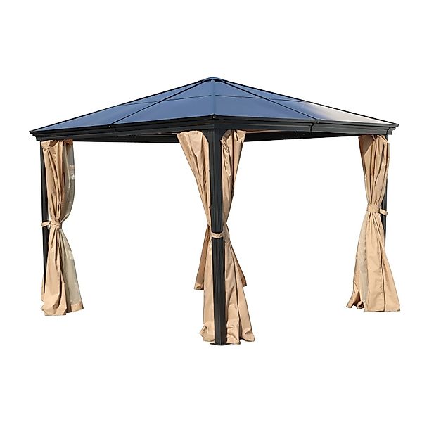 Jet-Line Gartenpavillon Suez aus Alu mit Festem Dach 3 x 3 Meter in Anthraz günstig online kaufen