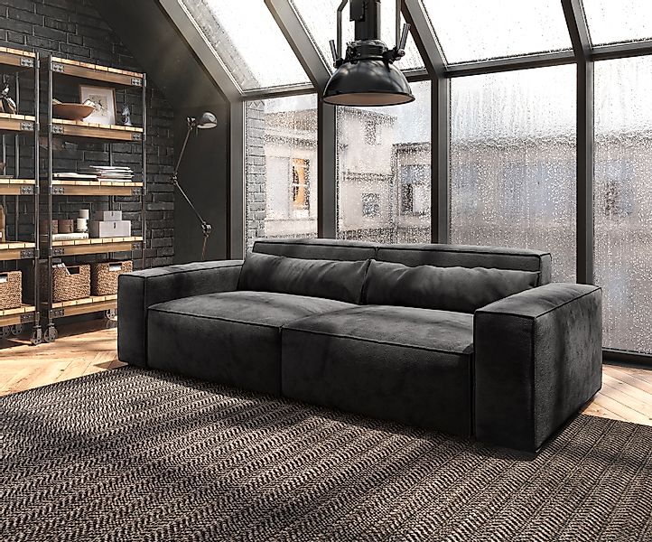 DELIFE Big-Sofa Sirpio, Mikrofaser Schwarz 230x95 cm günstig online kaufen