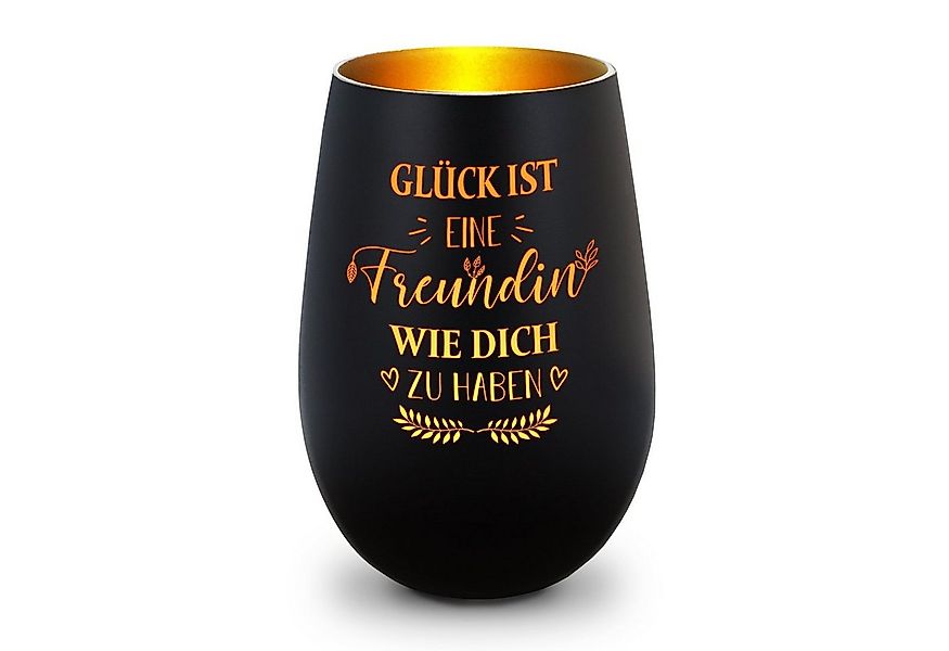 GRAVURZEILE Windlicht aus Glas mit Gravur - Glück ist eine Freundin wie Dic günstig online kaufen