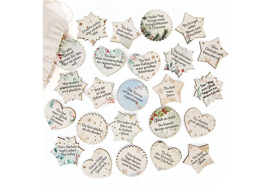 Logbuch-Verlag Dekofigur Glücksbringer aus Holz mit Sprüchen, 24 Stück, 4 c günstig online kaufen