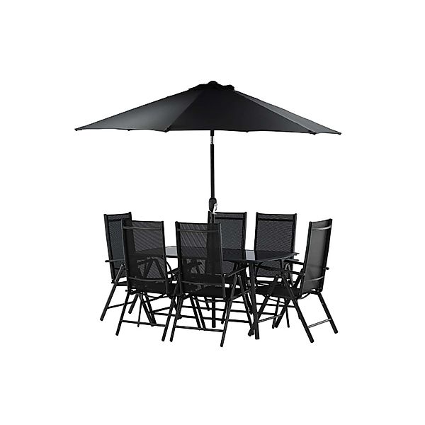 ebuy24 Brekki Gartenset Tisch 90x150cm Schwarz 6 Stühle Schwarz günstig online kaufen