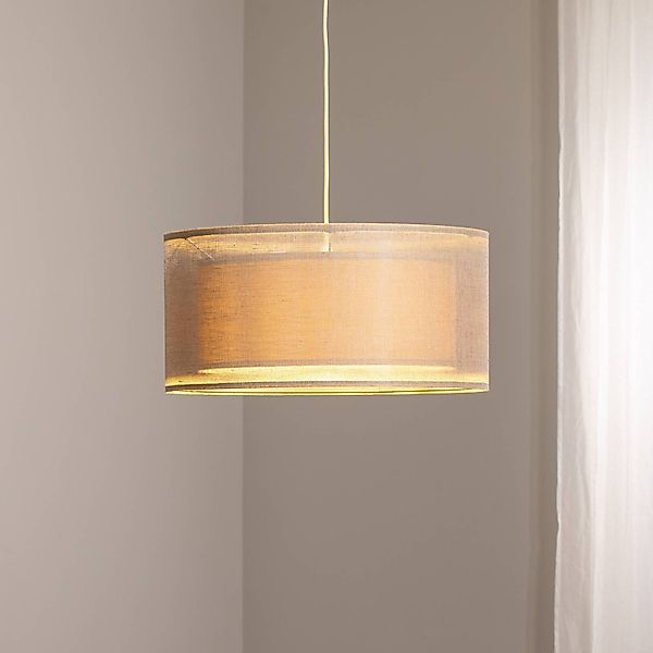 Hängeleuchte Duo Den Light, beige, Ø 50 cm, Leinen, PVC günstig online kaufen