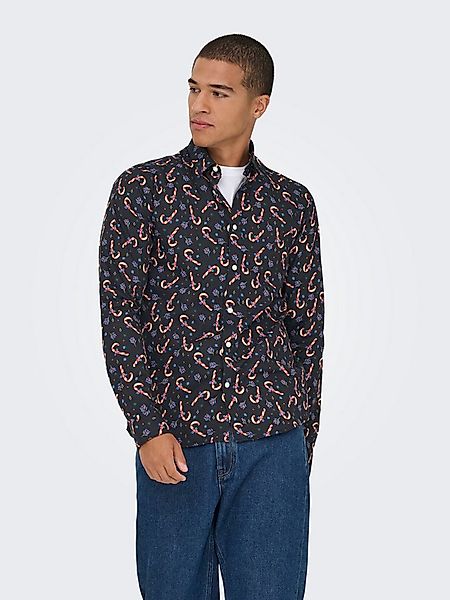 ONLY & SONS Langarmhemd ONSELF XMAS AOP SLIM POPLIN LS SHIRT günstig online kaufen