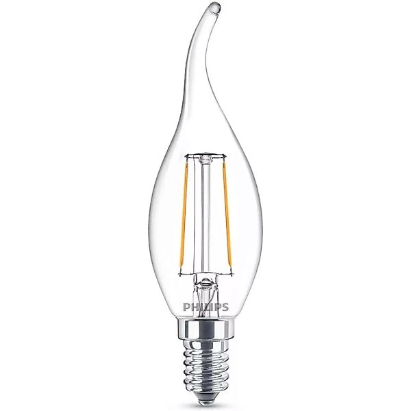 Philips LED Lampe ersetzt 25W, E14 Windstoßkerze BA35, klar, warmweiß, 250 günstig online kaufen