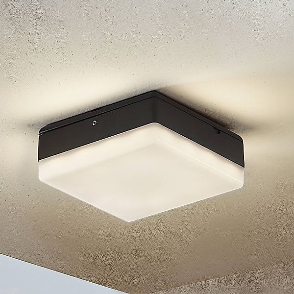 Lucande LED-Deckenlampe Thilo, 16cm, anthrazit, Sensor, IP54 günstig online kaufen