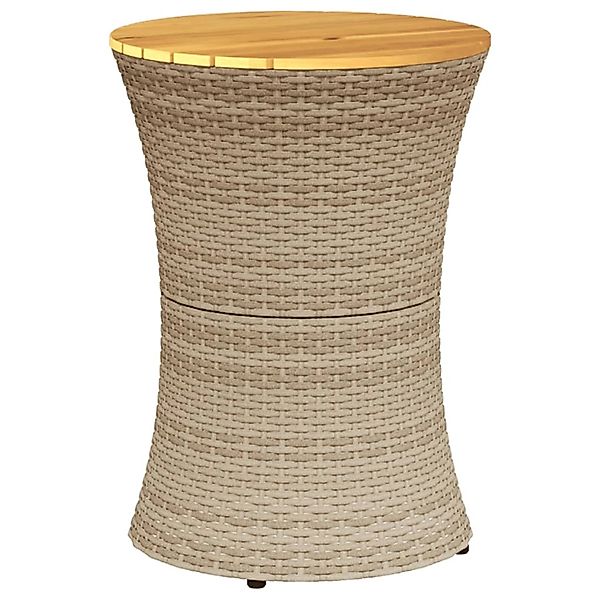 vidaXL Garten-Beistelltisch Trommelform Beige Poly Rattan Massivholz 368298 günstig online kaufen