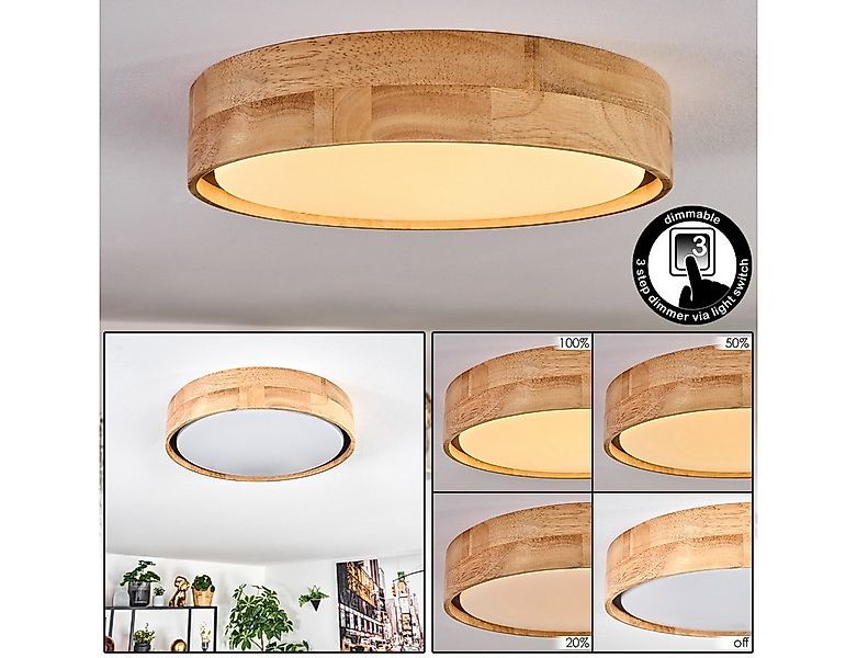 hofstein Deckenleuchte Deckenlampe aus Metall/Holz/Kunststoff in Natur/Weiß günstig online kaufen