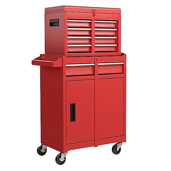 Costway Werkstattwagen 2 In 1 mit Koffer 100 kg Rot günstig online kaufen