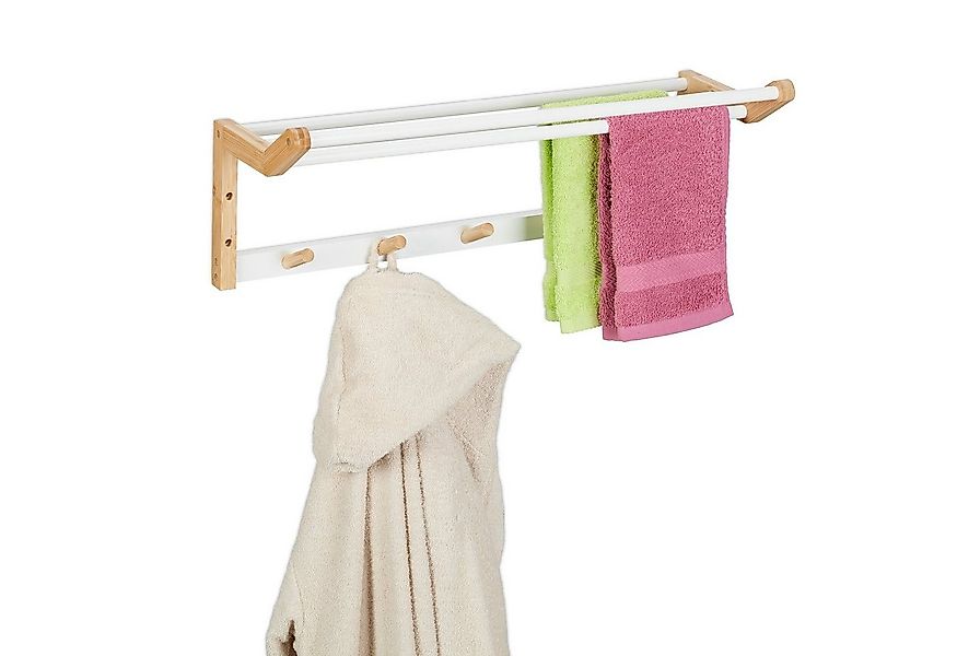 relaxdays Handtuchhalter Bambus Handtuchhalter für die Wand günstig online kaufen