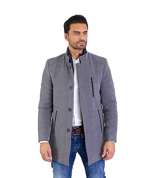 Denim Distriqt Wintermantel Herren Slim Fit Wintermantel Stehkragen Grau 60 günstig online kaufen