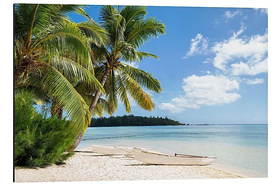 Posterlounge Wandbild Strand mit Palmen und türkisblauem Meer auf Tahiti, J günstig online kaufen