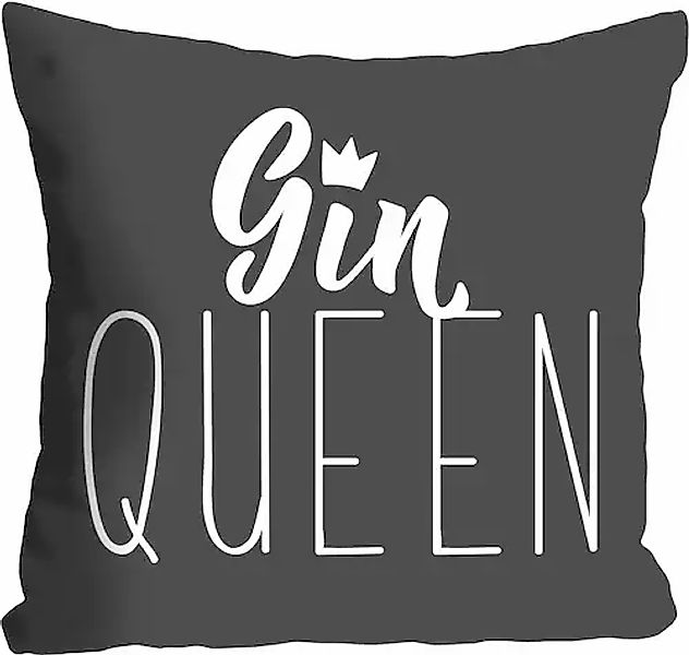 queence Dekokissen »GIN QUEEN«, Kissenhülle,Gin Queen,Spruch,Grauer Hinterg günstig online kaufen