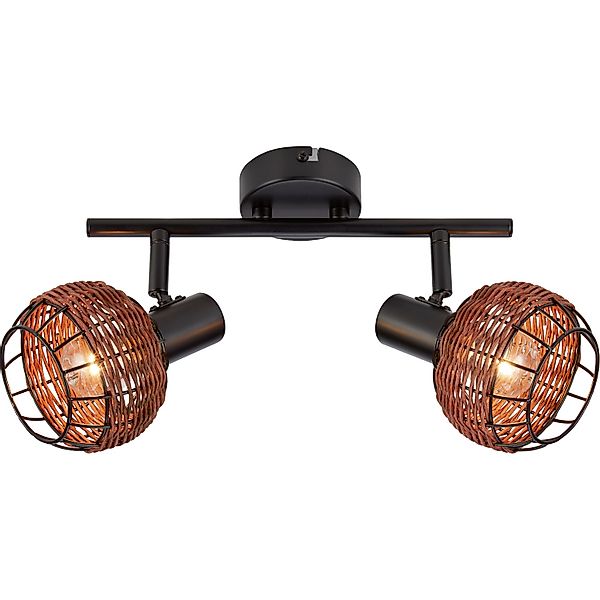 Deckenstrahler Buia 2-flammig Rattanoptik ca. 19 x 37,5 cm (H x B) günstig online kaufen