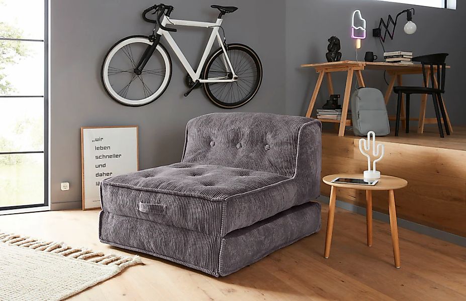 INOSIGN Sessel "Pia" Loungesessel aus Cord, in 2 Größen, Pouf-Funktion. günstig online kaufen