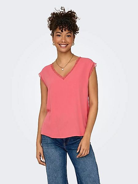 ONLY T-Shirt Only Damen Basic T-Shirt Top OnlJasmina V-Ausschnitt kurz-arm günstig online kaufen