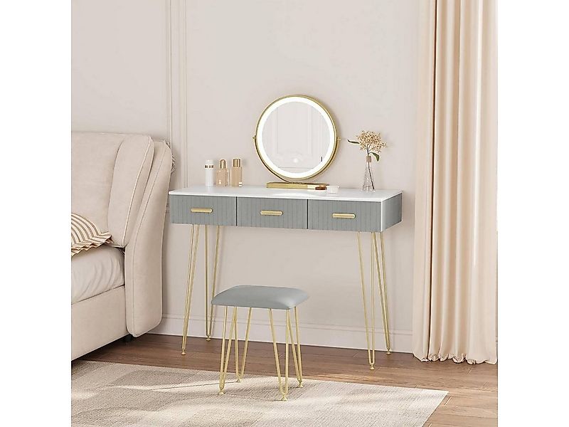 Woltu Schminktisch, mit LED Beleuchtung und Samthocker, 3 Schubladen günstig online kaufen