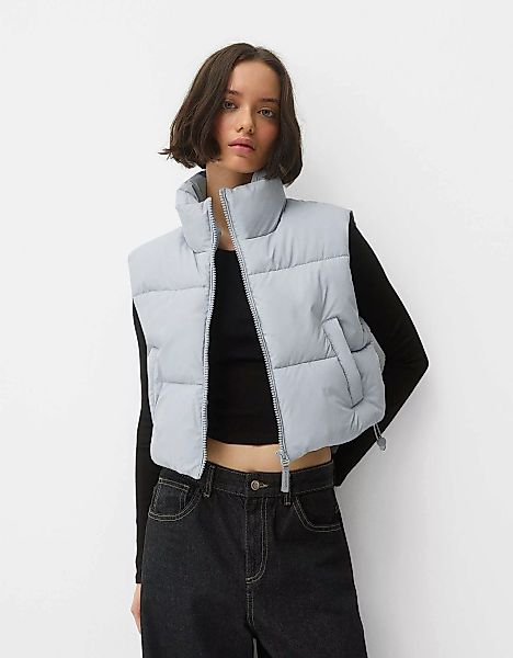 Bershka Gesteppte Cropped-Weste Damen Xs Hellblau günstig online kaufen