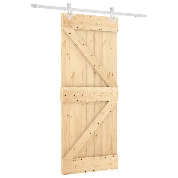 vidaXL Schiebetür mit Beschlag 85x210 cm Massivholz Kiefer 3203174 günstig online kaufen