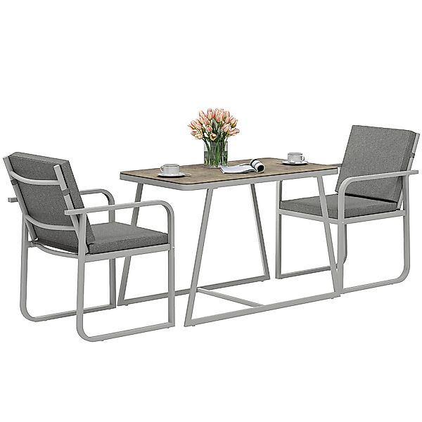 Outsunny Garten-Essgruppe mit 4 Stühlen, Sitzkissen, günstig online kaufen
