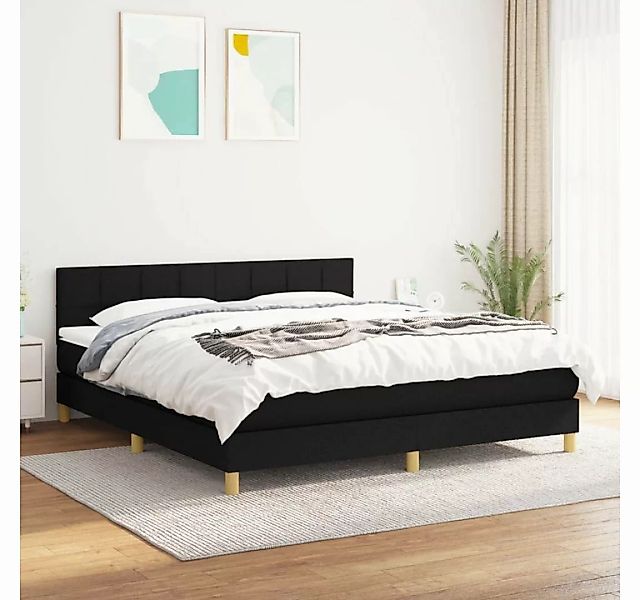 furnicato Bett Boxspringbett mit Matratze Schwarz 180x200 cm Stoff günstig online kaufen