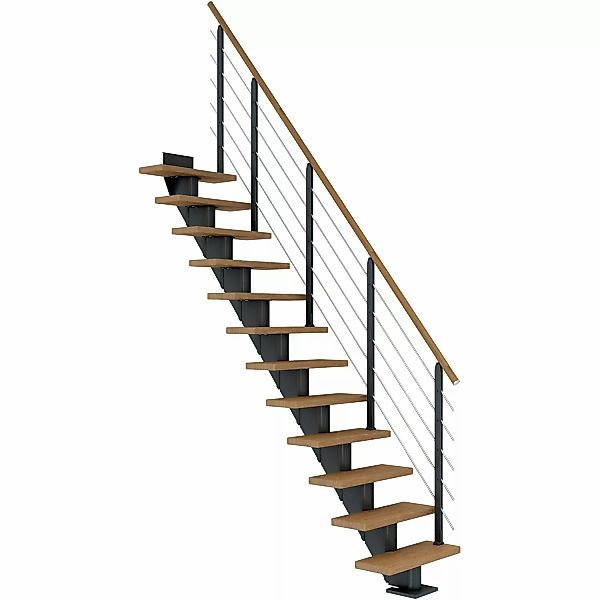 Dolle Mittelholmtreppe Frankfurt Eiche Perlgrau GH bis 279 cm 1/4gew. 75 cm günstig online kaufen