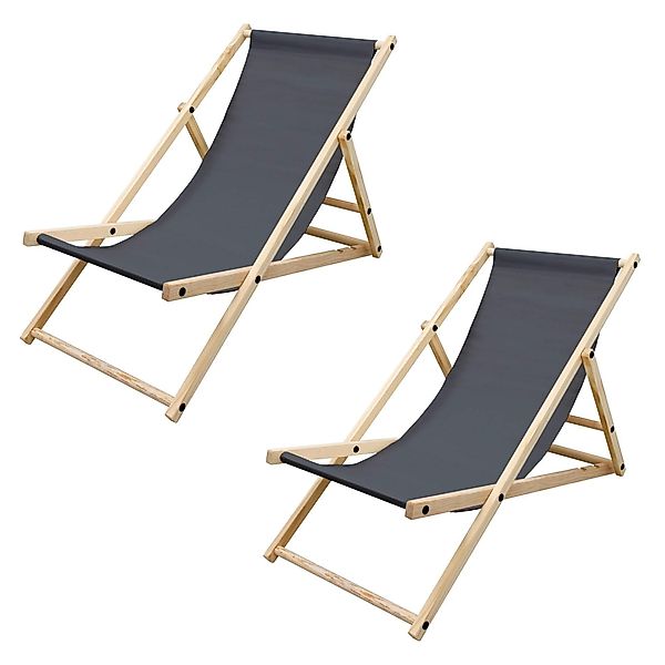 ECD Germany 2Er Set Liegestuhl Klappbar Holz 3 Liegepositionen Anthrazit 12 günstig online kaufen