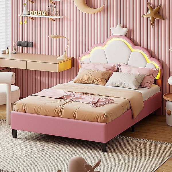 PXloue Polsterbett Kinderbett Jugendbett (Kopfteil hochstellbar), günstig online kaufen