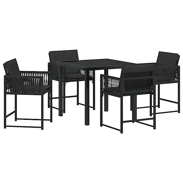 vidaXL Garten Essgruppe 5-Tlg Schwarz Poly-Rattan 3380745 günstig online kaufen
