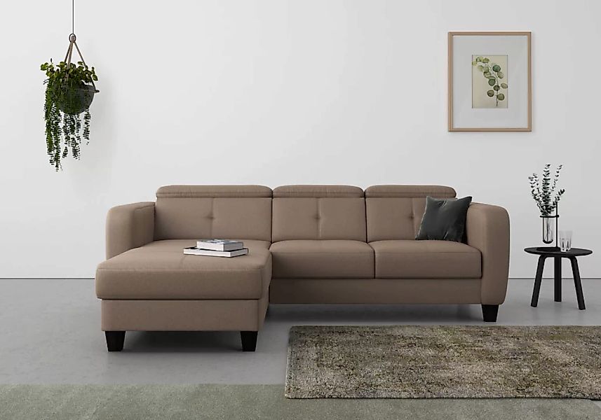 sit&more Ecksofa Belluci L-Form, inklusive Federkern, wahlweise mit Bettfun günstig online kaufen