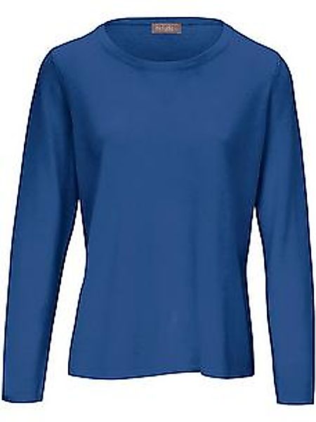 Rundhals-Pullover aus Schurwolle und Kaschmir Peter Hahn blau günstig online kaufen