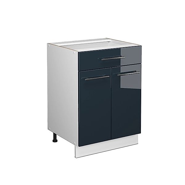 Vicco Küchenunterschrank Fame-Line Dunkelblau Hochglanz/Weiß 60 cm mit Schu günstig online kaufen