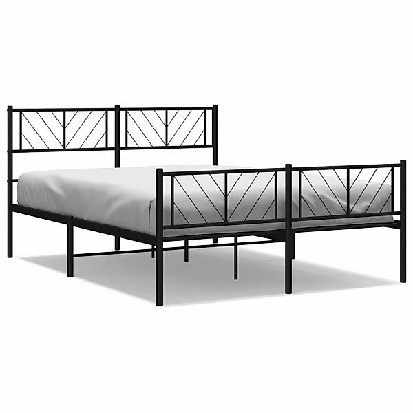 vidaXL Bettgestell mit Kopf- und Fußteil Metall Schwarz 135x190 cm Modell 1 günstig online kaufen